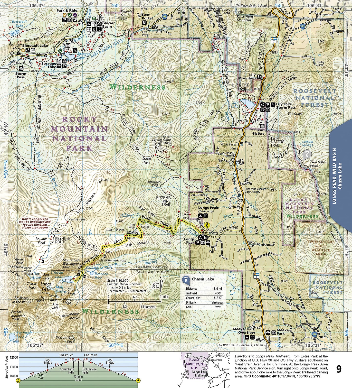 Rocky Mountain National Park Day Hikes Map (National Geographic Topographic Map Guide, 1701)