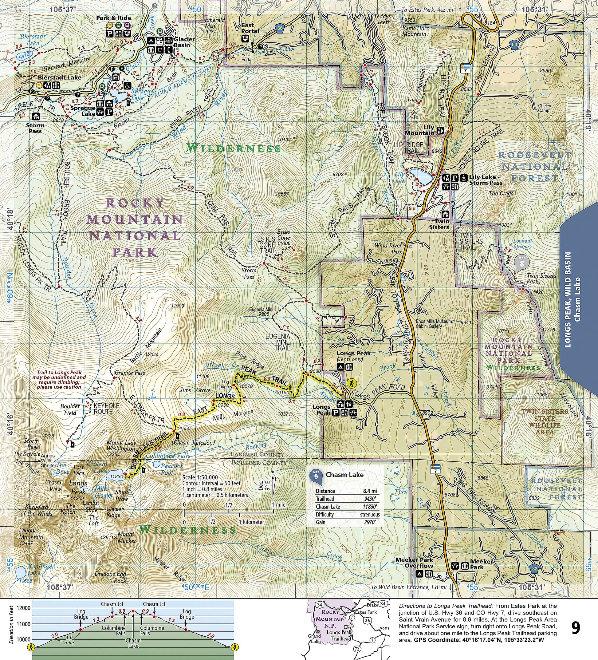 Rocky Mountain National Park Day Hikes Map (National Geographic Topographic Map Guide, 1701)